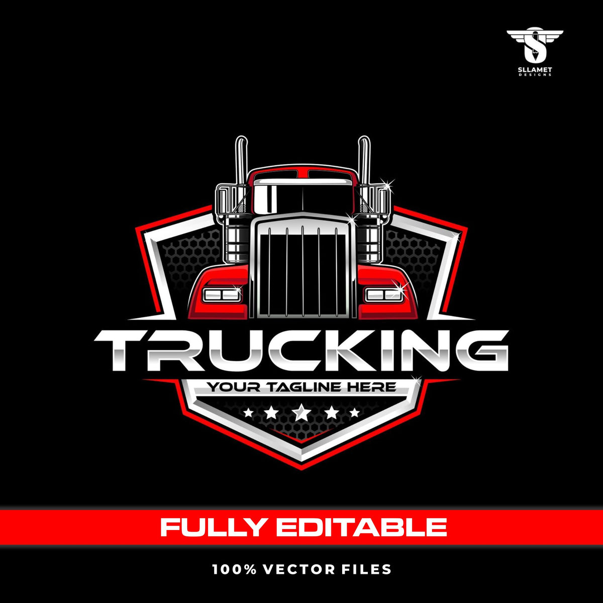 Trucking company logo template for freight transport logistics in SVG AI EPS PNG editable vector format