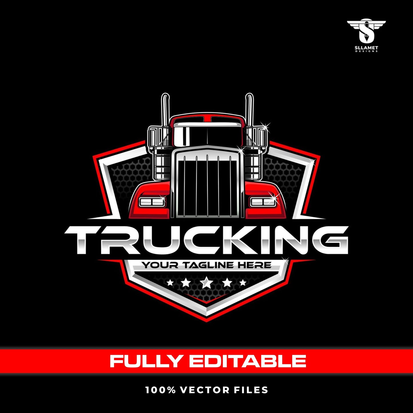 Trucking company logo template for freight transport logistics in SVG AI EPS PNG editable vector format