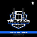 Trucking company logo template for freight transport logistics in SVG AI EPS PNG editable vector format