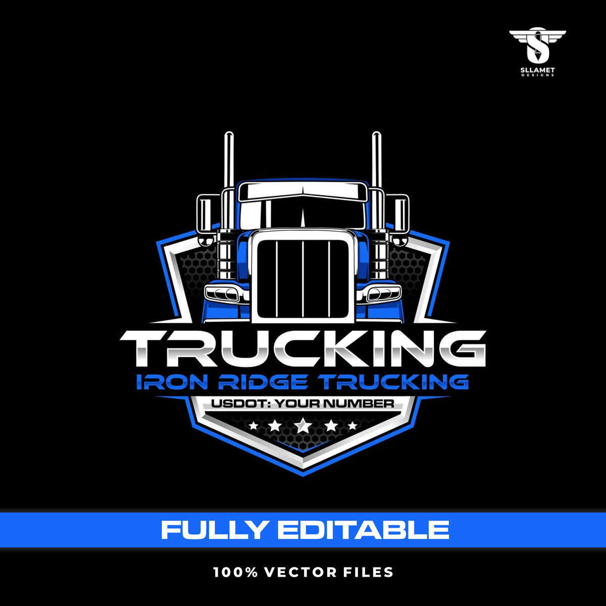 Trucking company logo template for freight transport logistics in SVG AI EPS PNG editable vector format