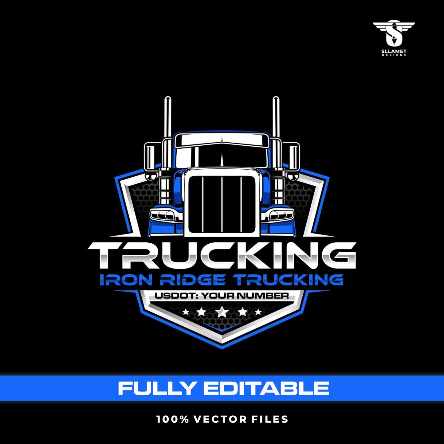 Trucking company logo template for freight transport logistics in SVG AI EPS PNG editable vector format