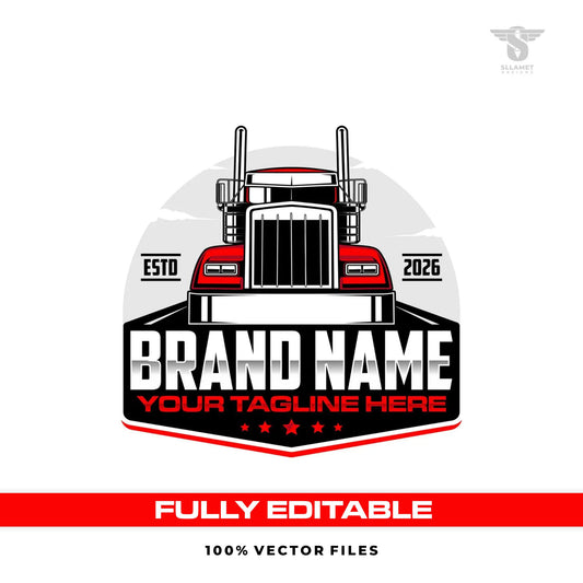 Trucking company logo template for logistics freight transport in SVG AI EPS PNG editable vector format